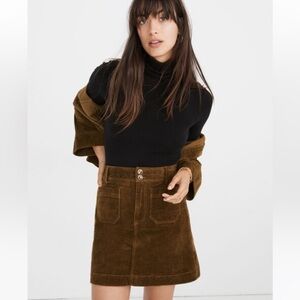 Madewell Corduroy A-Line Mini Skirt – Size 8 – Asparagus Olive Green/Brown NWT